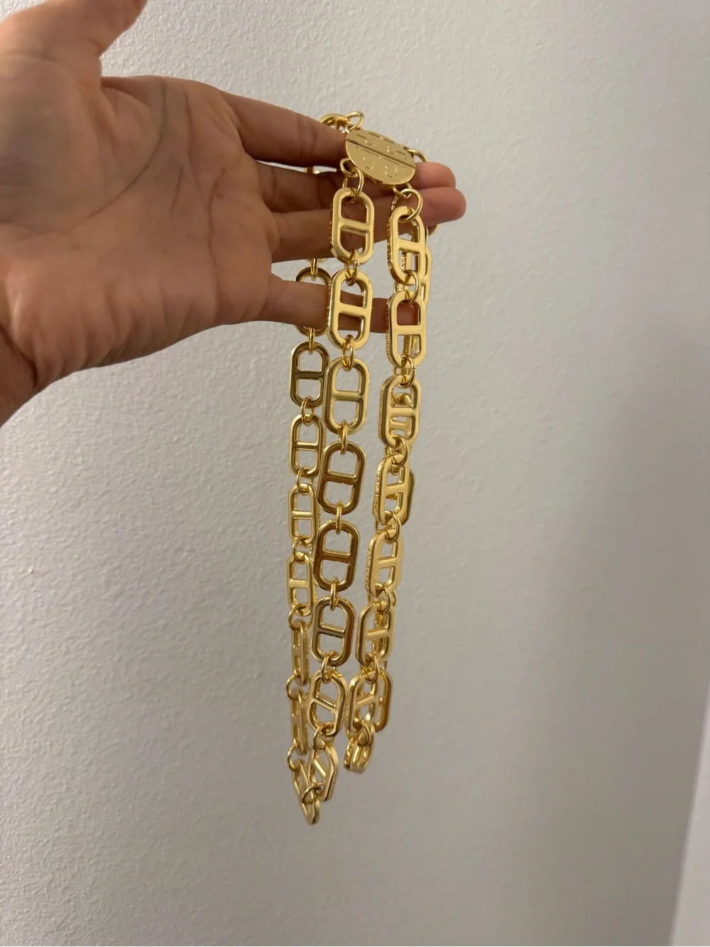 Tory Burch Large Chunky Gold Link Chain Necklace - Polished Statement Jewelry